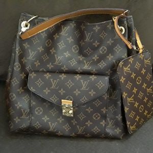 Brand new faux Louis Vuitton bag with wristlet.